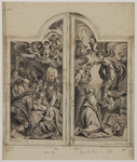 28713 Interieur van de Buurkerk te Utrecht: afbeelding van het altaarstuk op het St. Barbara-altaar: de geopende deuren ...